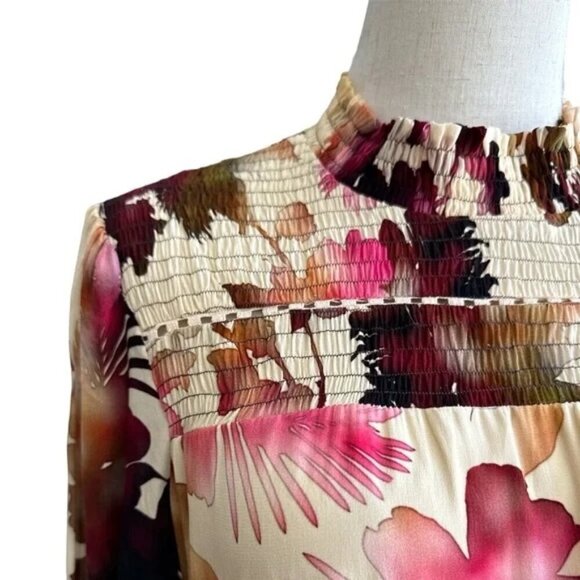 Anthropologie NWT Vineet Bahl Watercolor Hibiscus Multi Color Dress - S - Picture 7 of 13